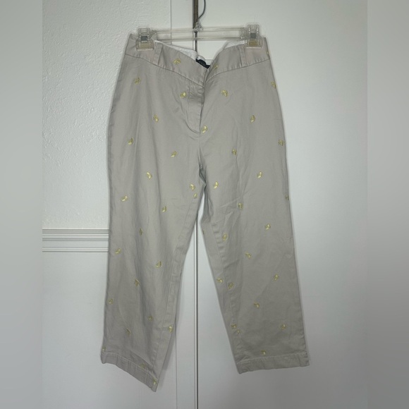 Talbots heritage khaki tan embroidered lemons capri pants size 8 - Picture 1 of 5